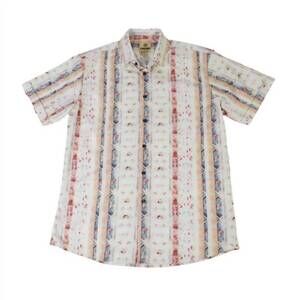 NEW TREND SHOP men's southwest print short sleeve shirt in white